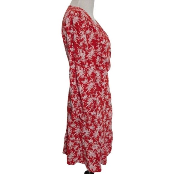American Eagle Red Floral Wrap Dress Small - Picture 8 of 15